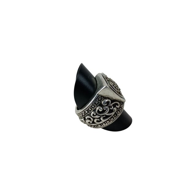 Men's Silver Tone Patina Crown Ring Stigma Sz.10 Men’s Jewelry Fashion - Picture 3 of 7